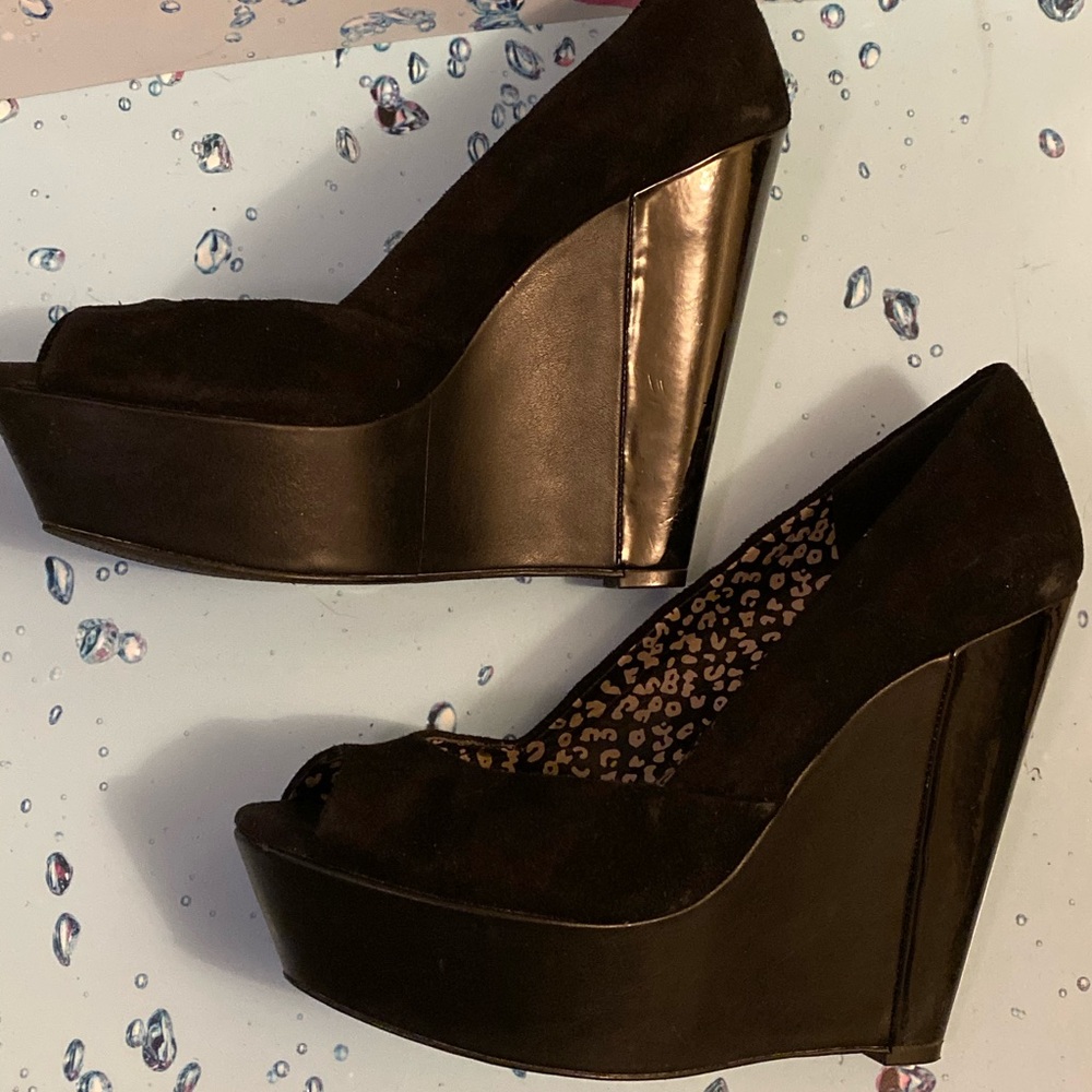 Black Platform Open Toe Pumps